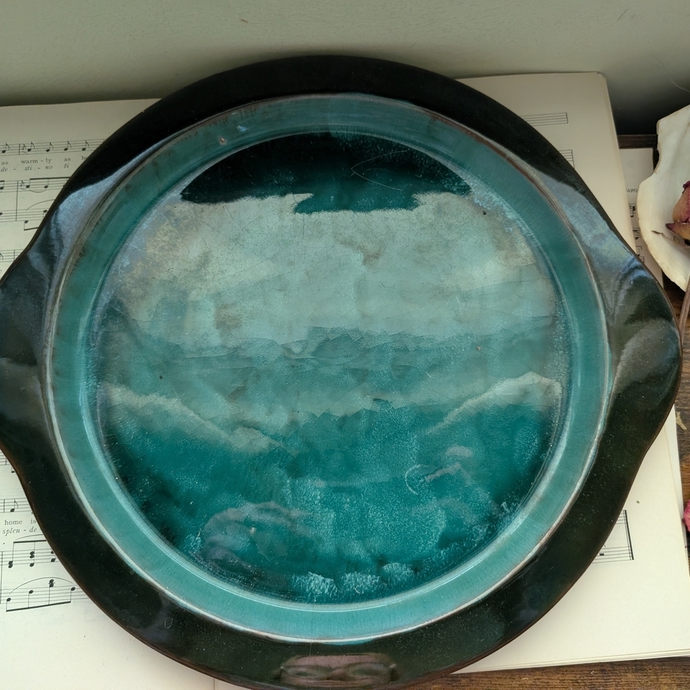 Blue Mountain Pottery Teal Ceramic Art Plate